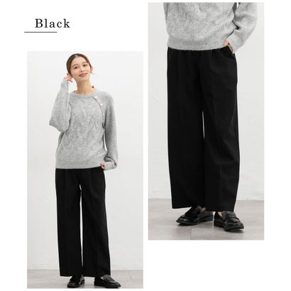 暖美ージーストレート（股下60cm） ボトムス パンツ ストレートパンツ 美ージー ハニぽか あったか オフィス きれいめ レディース （ブラウン）｜詳細画像