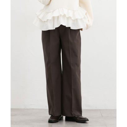 暖美ージーストレート（股下60cm） ボトムス パンツ ストレートパンツ 美ージー ハニぽか あったか オフィス きれいめ レディース （ブラウン）｜詳細画像
