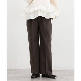 暖美ージーストレート（股下60cm） ボトムス パンツ ストレートパンツ 美ージー ハニぽか あったか オフィス きれいめ レディース （ブラウン）