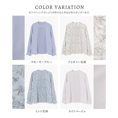 ウォームプリーツブラウス トップス ブラウス 長袖 大きいサイズ Warmブラウス イージーケア シワになりにくい ウォッシャブル レディース （ライトベージュ）｜詳細画像