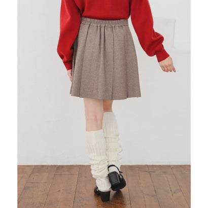 裏地パンツ付ミニプリーツスカート ボトムス スカート ミニスカート ミニ丈 ミニプリーツスカート プリーツスカート 裏地パンツ付き レディース （杢チャコール）｜詳細画像