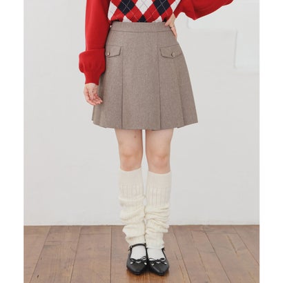 裏地パンツ付ミニプリーツスカート ボトムス スカート ミニスカート ミニ丈 ミニプリーツスカート プリーツスカート 裏地パンツ付き レディース （杢チャ）｜詳細画像