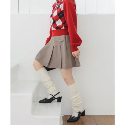 裏地パンツ付ミニプリーツスカート ボトムス スカート ミニスカート ミニ丈 ミニプリーツスカート プリーツスカート 裏地パンツ付き レディース （杢チャ）｜詳細画像