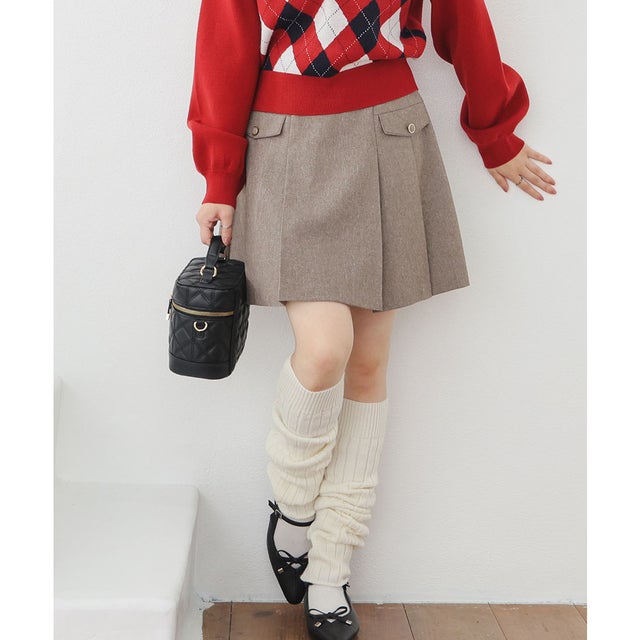 裏地パンツ付ミニプリーツスカート ボトムス スカート ミニスカート ミニ丈 ミニプリーツスカート プリーツスカート 裏地パンツ付き レディース （杢チャ）