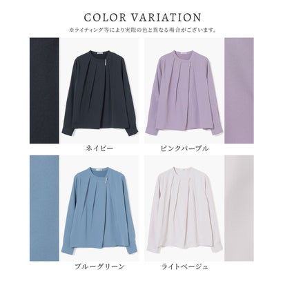 ウォームバンドカラーブラウス トップス ブラウス 長袖 大きいサイズ Warmブラウス イージーケア シワになりにくい レディース （ライトベージュ）｜詳細画像