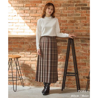 ビジュー付ハイネックトップス トップス カットソー 長袖 オフィス きれいめ ハイネック ビジュー付き ストレッチ ジャカード編み レディース （ネイビー）｜詳細画像