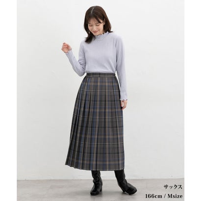 ビジュー付ハイネックトップス トップス カットソー 長袖 オフィス きれいめ ハイネック ビジュー付き ストレッチ ジャカード編み レディース （グレージュ）｜詳細画像