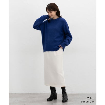 軽ふわっクルーニット トップス ニット セーター 長袖 軽ふわっニット 再生ポリエステル クルーネック ウール混 無地 カジュアル レディース （杢グレー）｜詳細画像