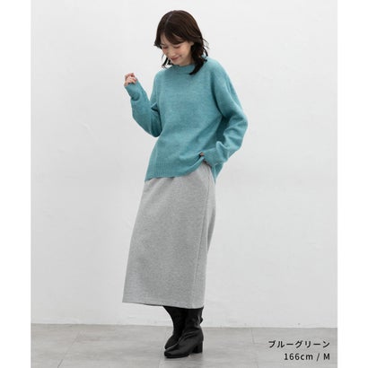 軽ふわっクルーニット トップス ニット セーター 長袖 軽ふわっニット 再生ポリエステル クルーネック ウール混 無地 カジュアル レディース （杢グレー）｜詳細画像