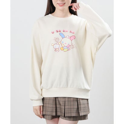 サンリオキャラクターズ／ゆるトレーナー トップス スウェット 長袖 大きいサイズ サンリオキャラクターズ ゆったり クルーネック レディース （ウサハナ）｜詳細画像