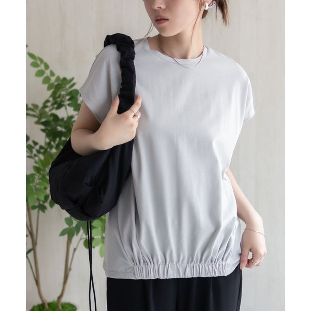 裾ゴムフレンチTシャツ （グレージュ）