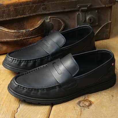 M REFINED EMBOSSED LOGO LEATHER LOAFER BLACK [MFF8005LEA-BLK] （BLACK）｜詳細画像