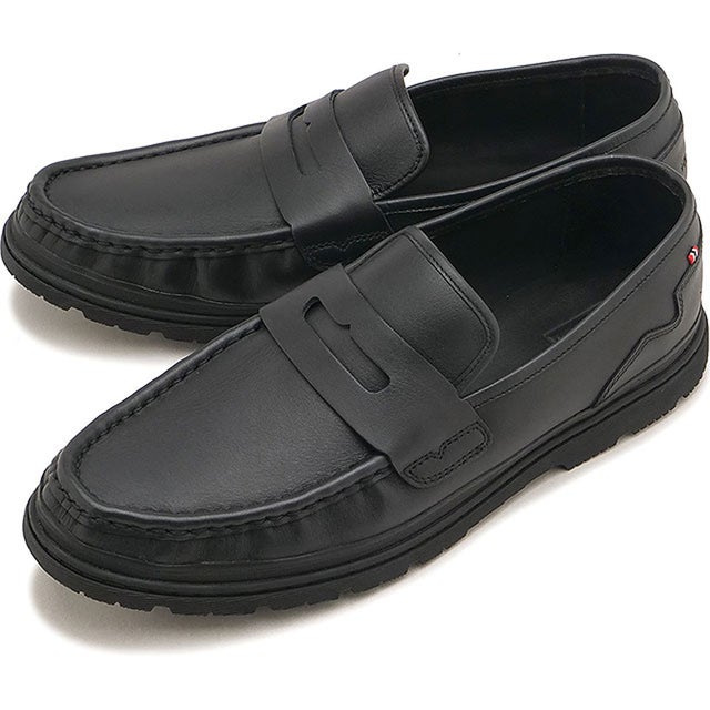 M REFINED EMBOSSED LOGO LEATHER LOAFER BLACK [MFF8005LEA-BLK] （BLACK）