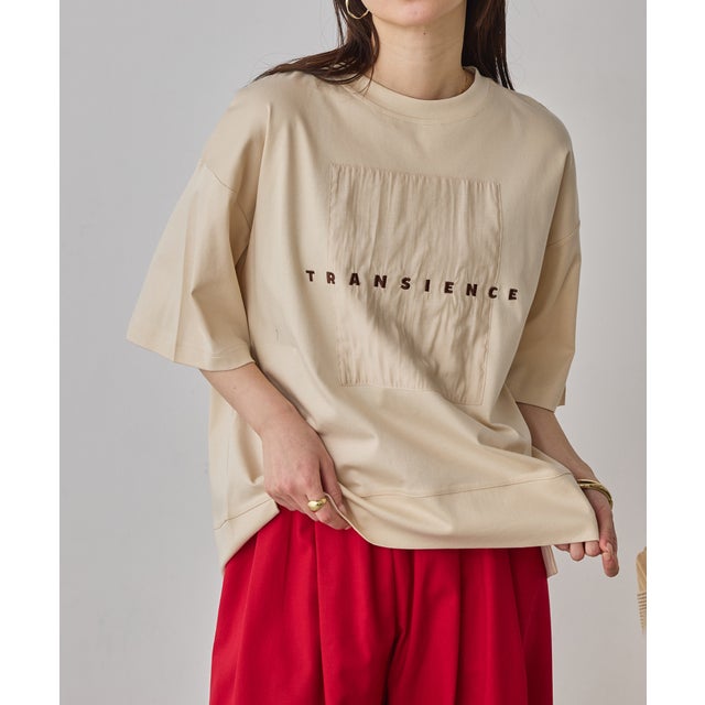コンパクトスムース 半ラバー刺繍ロゴTシャツ （ベージュ）