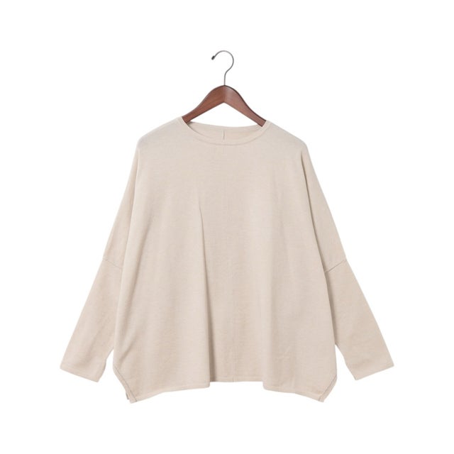 やわもち 静電気防止 天竺 プレーディング オーバードルマンニット （BEIGE）