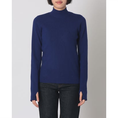 ハンチ hunch やわもち 静電気防止 ランダムリブ サムホールハイネックニット 無地 （ROYAL BLUE）｜詳細画像