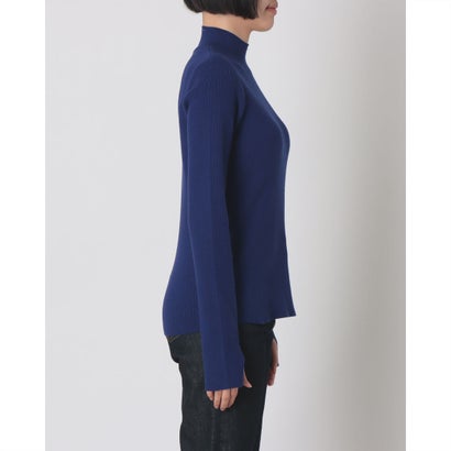 ハンチ hunch やわもち 静電気防止 ランダムリブ サムホールハイネックニット 無地 （ROYAL BLUE）｜詳細画像