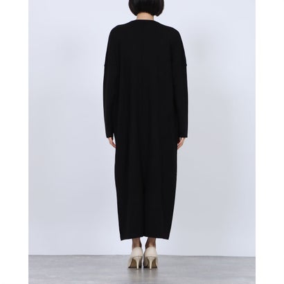 ハンチ hunch やわもち 静電気防止 天竺 プレーディング オーバードルマンニット ワンピース （BLACK）｜詳細画像