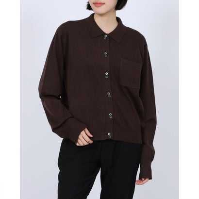 ハンチ hunch やわもち 静電気防止 天竺 プレーディング シャツニット （BROWN）｜詳細画像