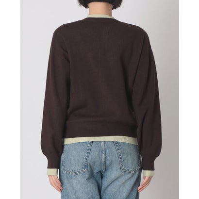 ハンチ hunch やわもち 静電気防止 配色レイヤード クルーカーディガン （BROWN）｜詳細画像
