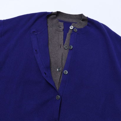 ハンチ hunch やわもち 静電気防止 配色レイヤード クルーカーディガン （ROYAL BLUE）｜詳細画像