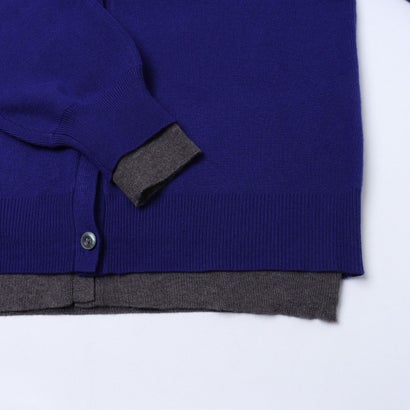 ハンチ hunch やわもち 静電気防止 配色レイヤード クルーカーディガン （ROYAL BLUE）｜詳細画像