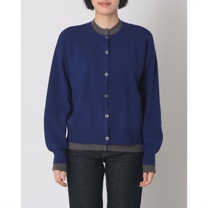 ハンチ hunch やわもち 静電気防止 配色レイヤード クルーカーディガン （ROYAL BLUE）｜詳細画像