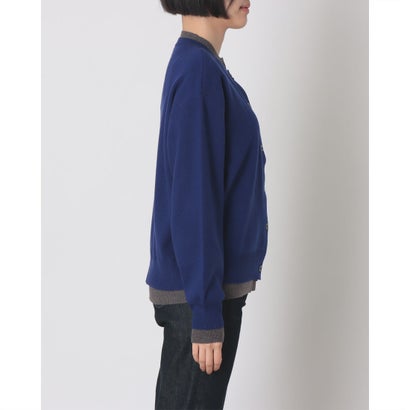 ハンチ hunch やわもち 静電気防止 配色レイヤード クルーカーディガン （ROYAL BLUE）｜詳細画像