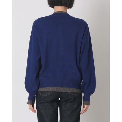 ハンチ hunch やわもち 静電気防止 配色レイヤード クルーカーディガン （ROYAL BLUE）｜詳細画像