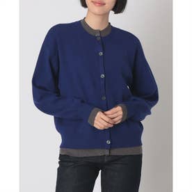 やわもち 静電気防止 配色レイヤード クルーカーディガン （ROYAL BLUE）