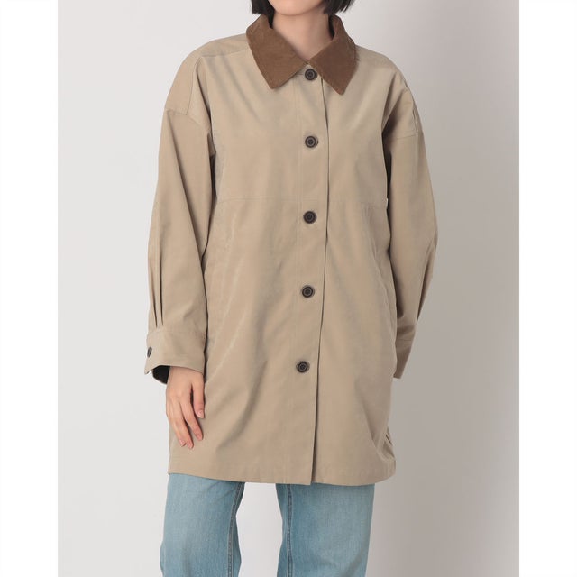 ピーチ×天竺ポンディング ステンカラーコート （BEIGE）