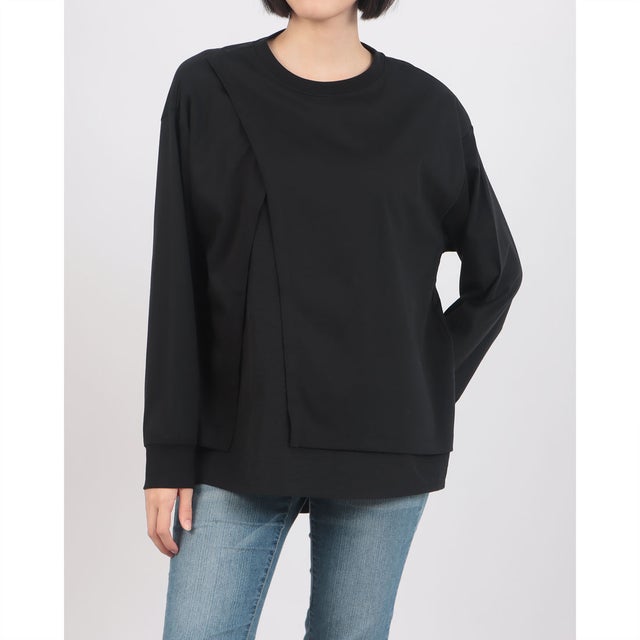 コンパクトスムース布帛ドッキングロンT （BLACK）
