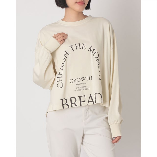 綿天竺ピグメント製品染め ロゴ 長袖Tシャツ （OFF/B）