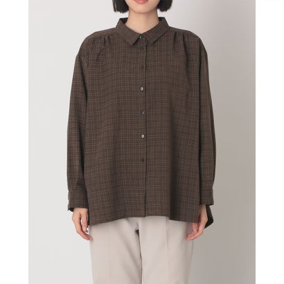 ハンチ hunch TNピーチ プリントギャザー シャツ （BROWN）｜詳細画像