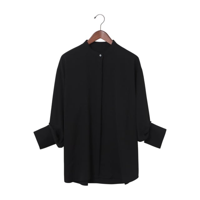ジョーゼットデザイン シャツ （BLACK）