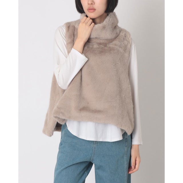 ファー ハイネックベスト （BEIGE）
