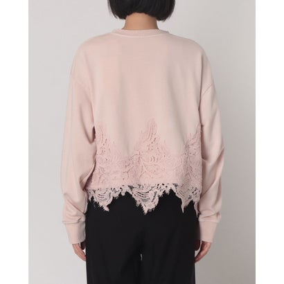 ハンチ hunch 裏毛×レース レースドッキング ピグメント プルオーバー （PINK）｜詳細画像