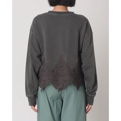 ハンチ hunch 裏毛×レース レースドッキング ピグメント プルオーバー （BROWN）｜詳細画像