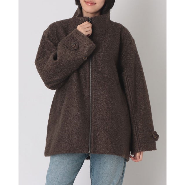 NEWくるくる スタンドミディアムコート （杢BROWN）
