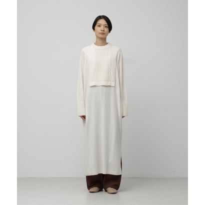 ヘリンボーンモチーフニットワンピース （ホワイト）｜詳細画像