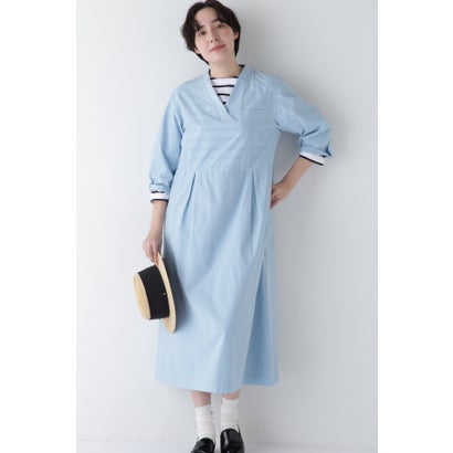 製品染め刻み衿ワンピース （ベージュ）｜詳細画像