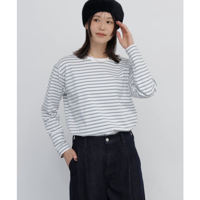 ボーダーTシャツ ホワイトxミント3