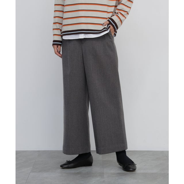 《名品 / 5サイズ展開》トップツイル ストレッチマリンガウチョパンツ トップモカ1