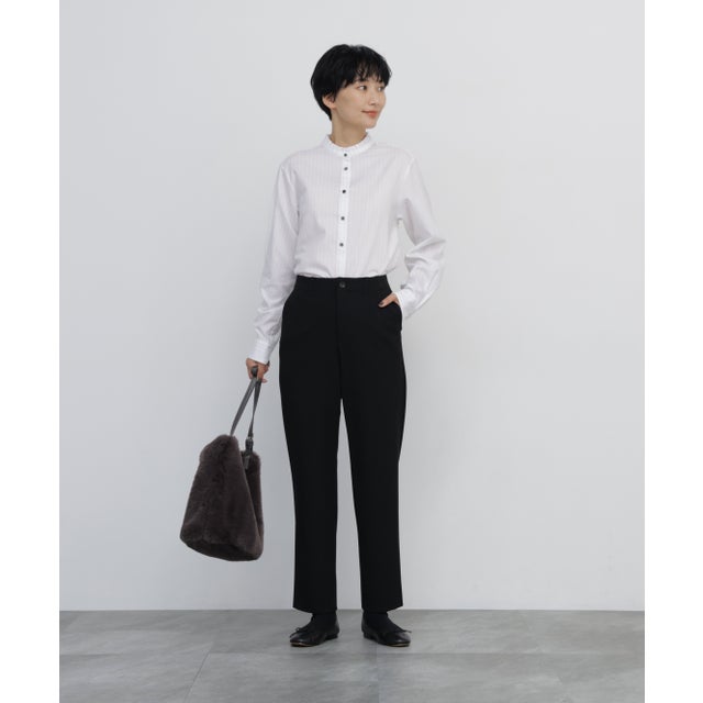 《新定番ウォームシリーズ》裏起毛テーパードパンツ ブラック