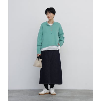 《新定番ウォームシリーズ / 2サイズ展開》裏起毛デニムスカート ネイビー｜詳細画像