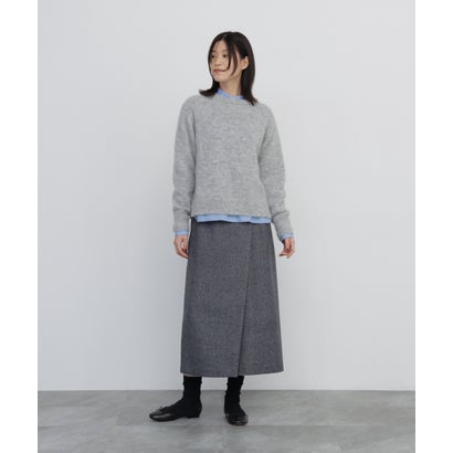 《名品 / マルチサイズ》へリンボンツィードラップライクタックスカート グレー｜詳細画像