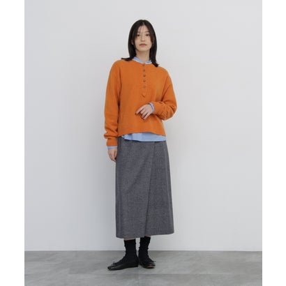 《名品 / マルチサイズ》へリンボンツィードラップライクタックスカート ネイビー｜詳細画像