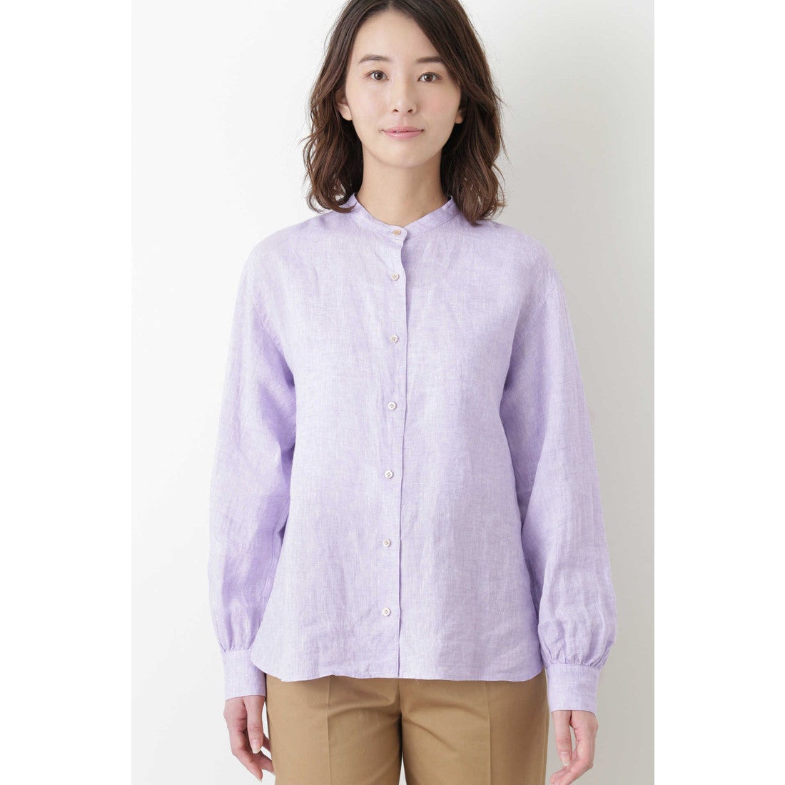 human woman [WEB限定商品]リネンボウタイブラウス ラベンダー -靴 