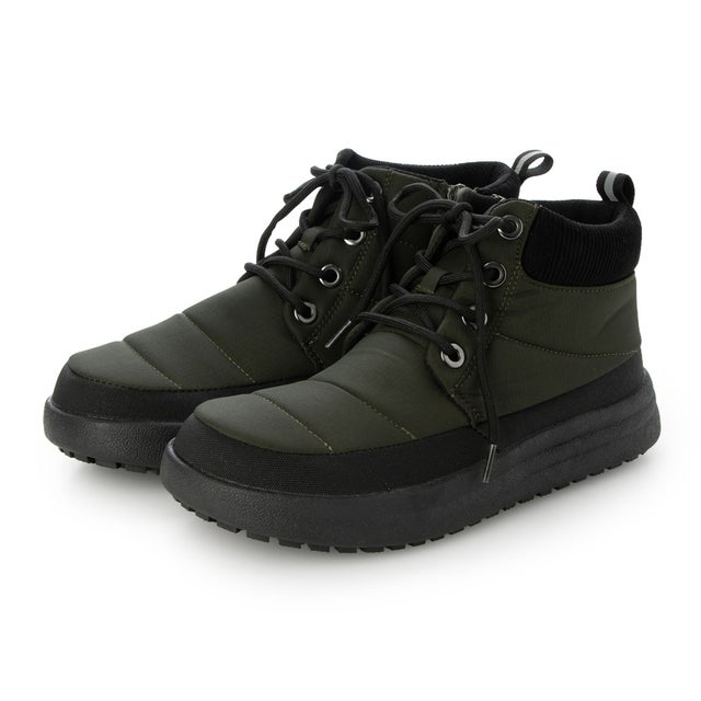 【オンニエラマ】大人カジュアル 撥水ナイロン×コーデュロイ ミドルブーツ （KHAKI）