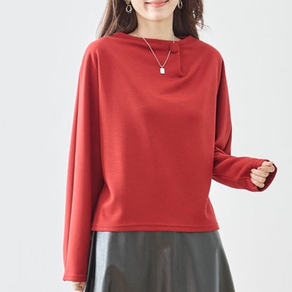 カットソー トップス Tシャツ レディース 長袖 プルオーバー ドルマンスリーブ くるみボタン ボトルネック ハイネック ポンチ ゆったり きれいめ 上品 高見え 大人 カジュアル オフィス （RD）｜詳細画像